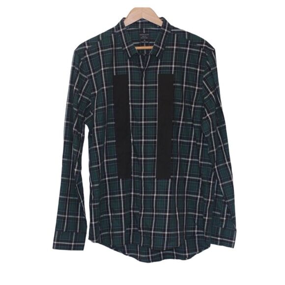 7 Diamonds Made well Green Plaid Long Sleeve Button Down Shirt Men Large - Picture 1 of 14
